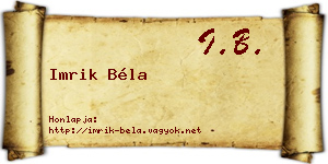 Imrik Béla névjegykártya